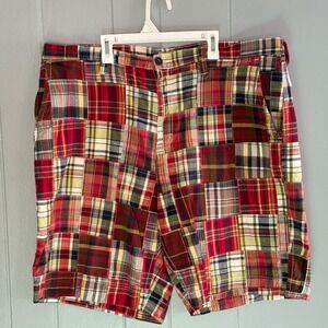 Mens Madras Patchwork Shorts 40 Preppy Nantucket Coastal Ivy League Cape Cod